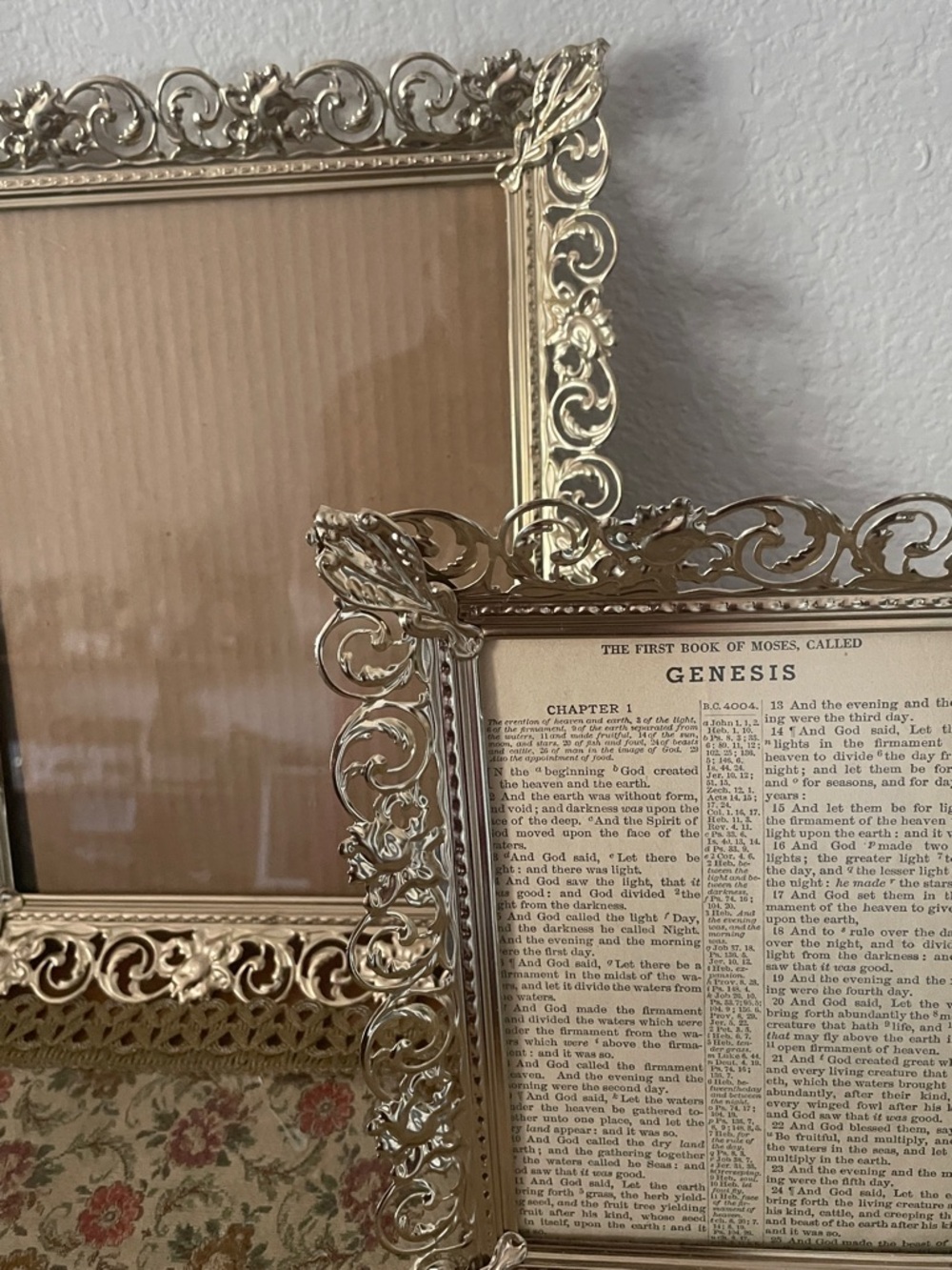 Vintage Ornate Gold brass Filigree Picture Frame 8x10” - Picture 3 of 3